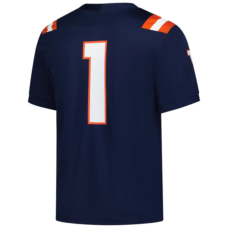 Men's Nike #1 Navy Illinois Fighting Illini Game Football Jersey