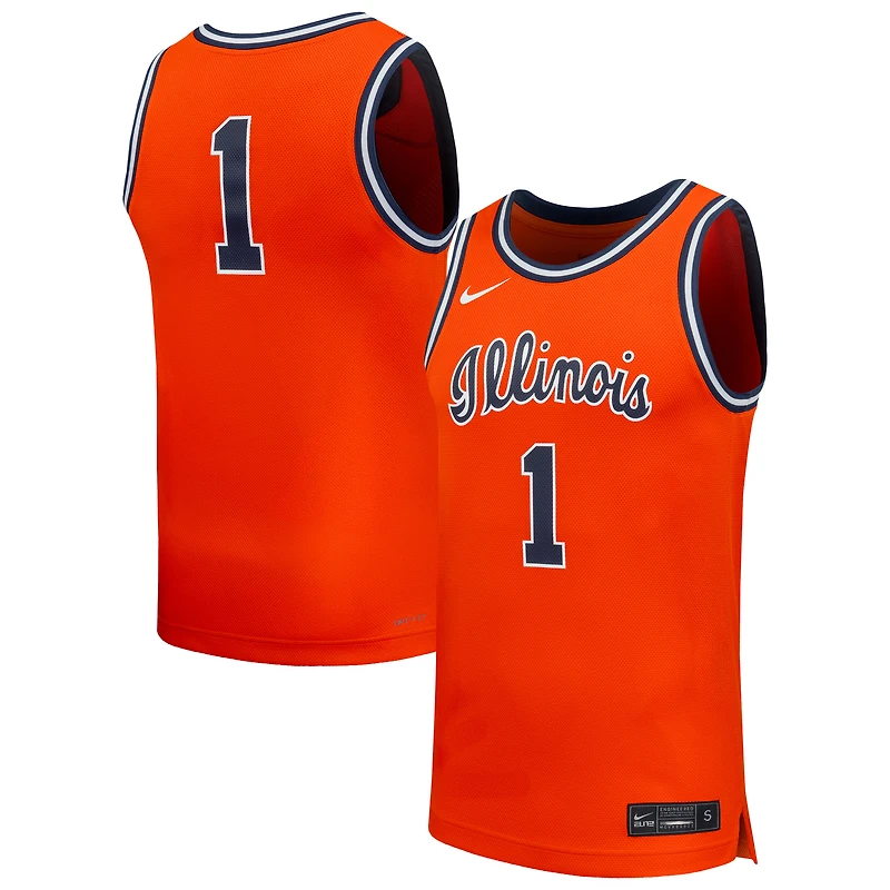 Maillot de basketball réplique Nike n°1 orange des Fighting Illini l'Illinois pour homme