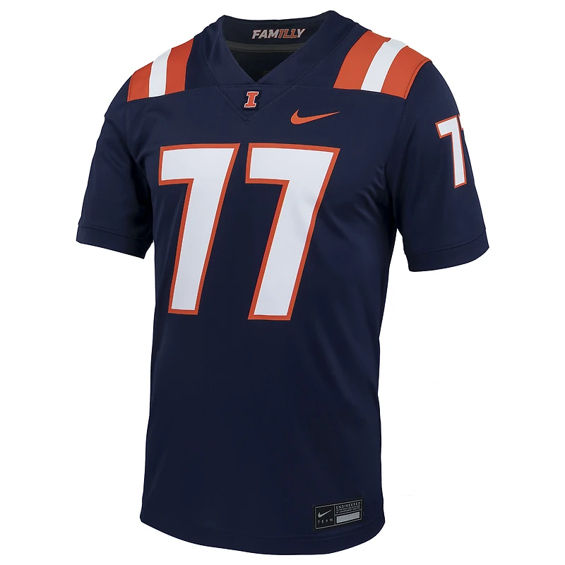 Maillot de football Nike #77 bleu marine Illinois Fighting Illini Untouchable pour homme