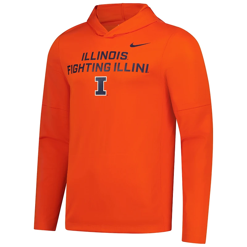 T-shirt à capuche Nike orange Illinois Fighting Illini 2025 Sideline Dri-FIT manches longues pour homme