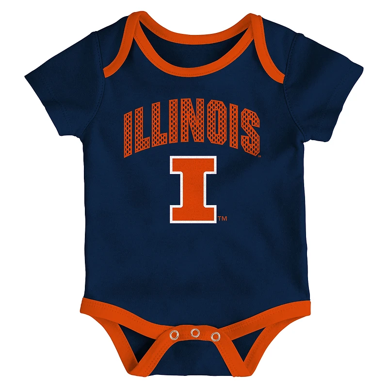 Ensemble de 3 pièces pour nouveau-né et nourrisson Outerstuff Illinois Fighting Illini All Day Play