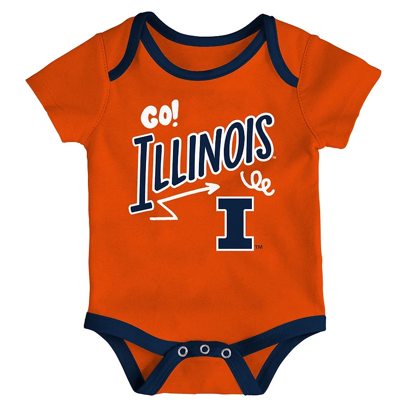 Ensemble de 3 pièces pour nouveau-né et nourrisson Outerstuff Illinois Fighting Illini All Day Play