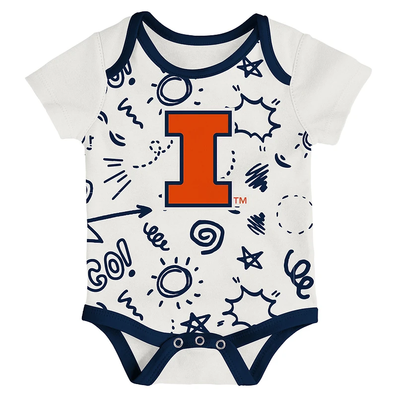 Ensemble de 3 pièces pour nouveau-né et nourrisson Outerstuff Illinois Fighting Illini All Day Play