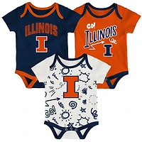 Ensemble de 3 pièces pour nouveau-né et nourrisson Outerstuff Illinois Fighting Illini All Day Play