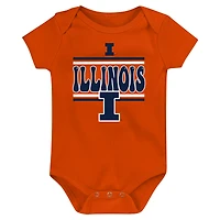 Newborn Navy Illinois Fighting Illini Sunday Comics 3-Pack Bodysuit Set