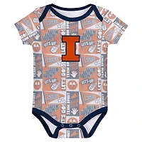 Lot de 3 bodies pour nouveau-né Navy Illinois Fighting Illini Sunday Comics
