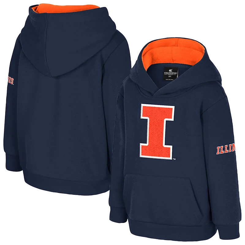 Toddler Colosseum  Navy Illinois Fighting Illini Big Logo Volume Fleece Pullover Hoodie