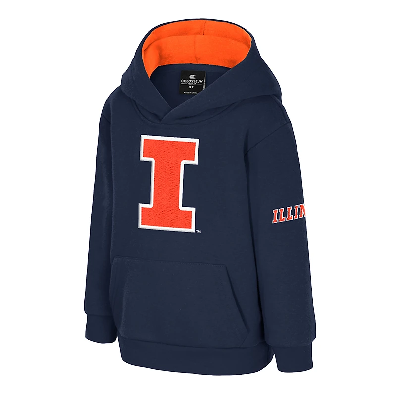 Sweat à capuche en polaire gros logo bleu marine Colosseum pour tout-petits, Illinois Fighting Illini