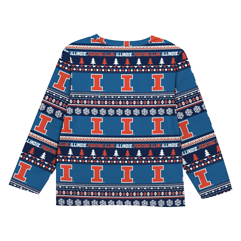 Ensemble pyjama à imprimé pull moche bleu marine Illinois Fighting Illini pour tout-petits Outerstuff