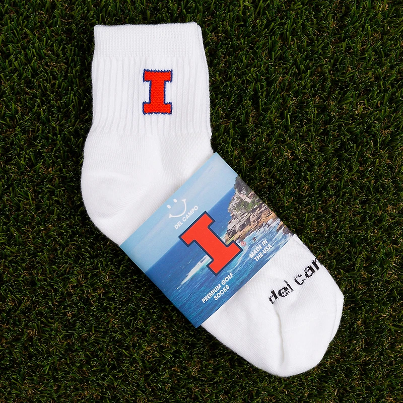 Unisex Del Campo White Illinois Fighting Illini Quarter-Length Socks