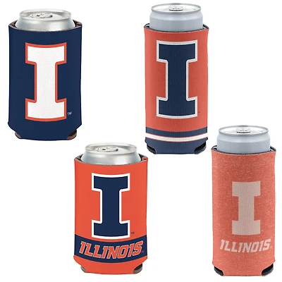 WinCraft Illinois Fighting Illini, paquet de 4, 12 oz. Ensemble refroidisseur de canettes et de canettes minces
