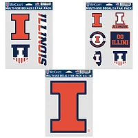 Lot de trois autocollants pour supporters WinCraft Illinois Fighting Illini
