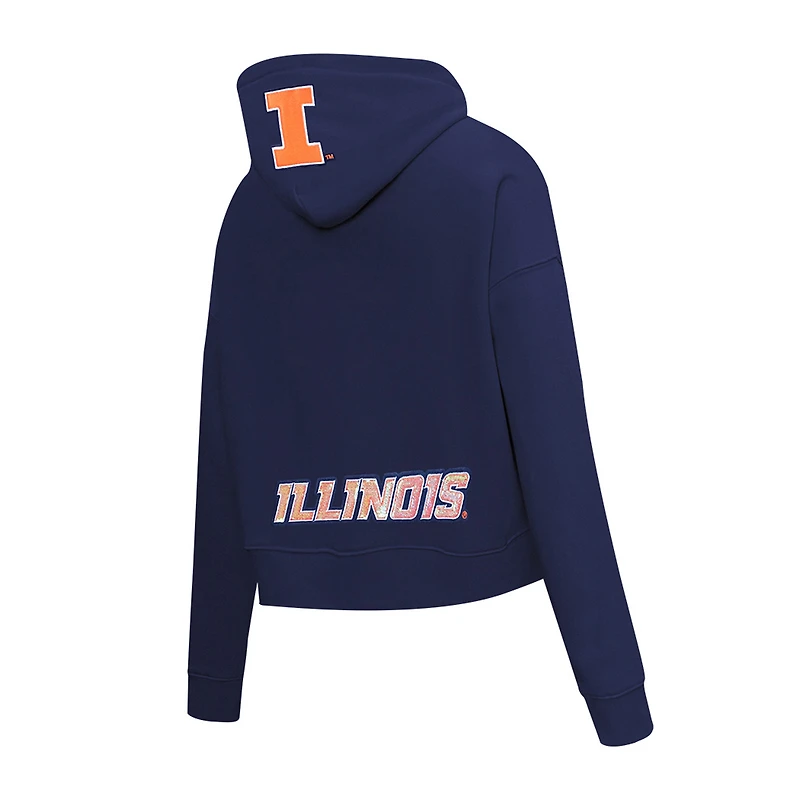 Women's Pro Standard Navy Illinois Fighting Illini Game Day Sequin Full-Zip Hooded Jacket