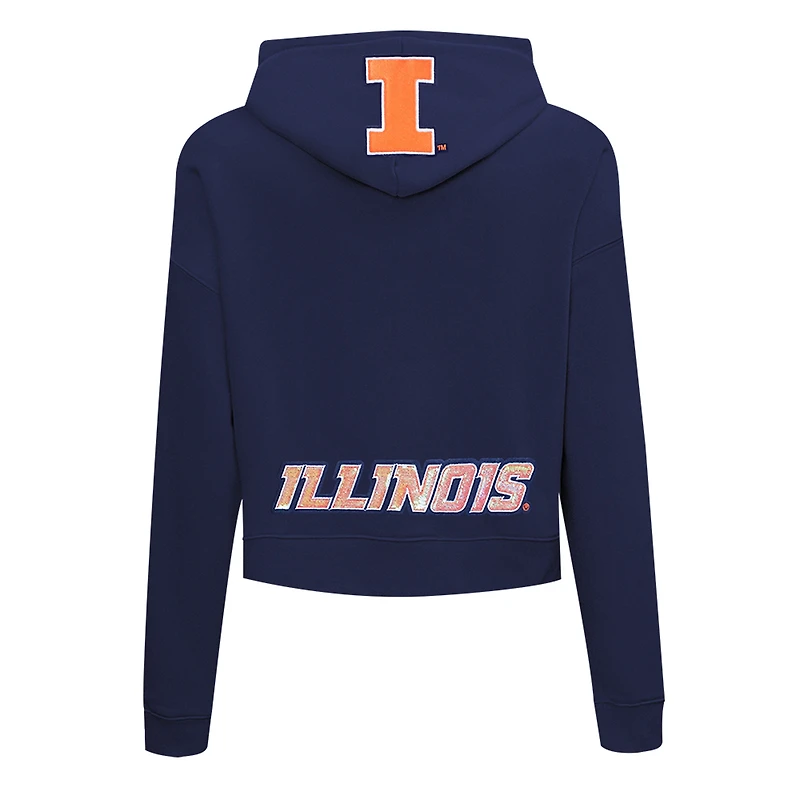 Women's Pro Standard Navy Illinois Fighting Illini Game Day Sequin Full-Zip Hooded Jacket