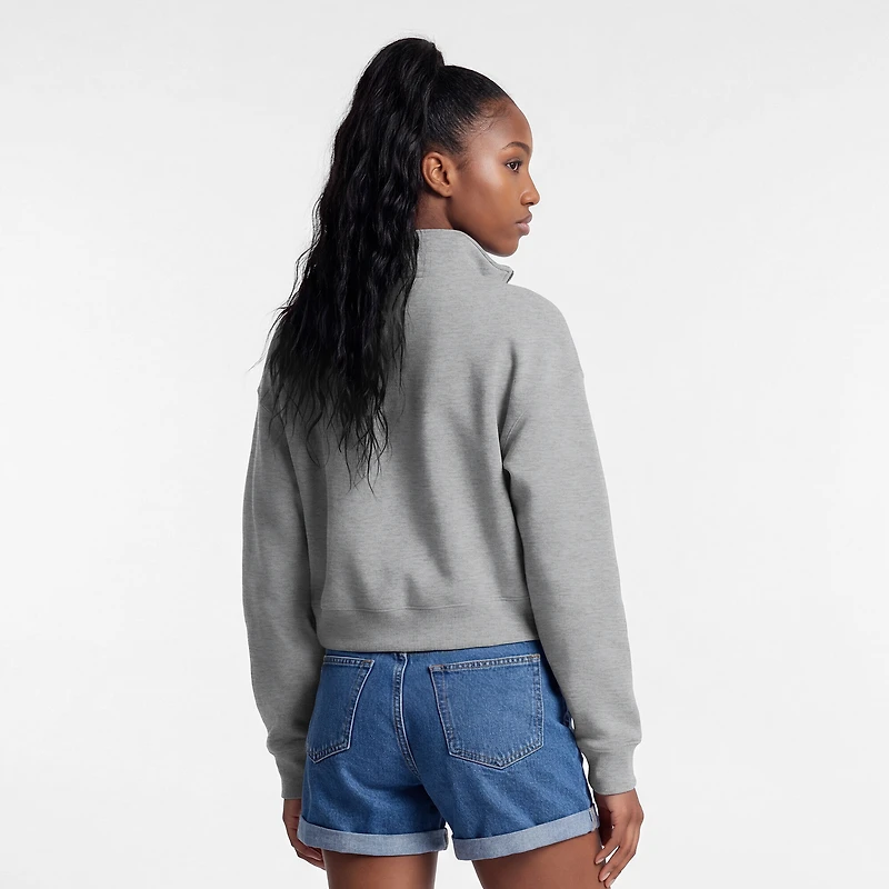 Pull à col zippé gris Champion Illinois Fighting Illini Academic Triumph pour femmes