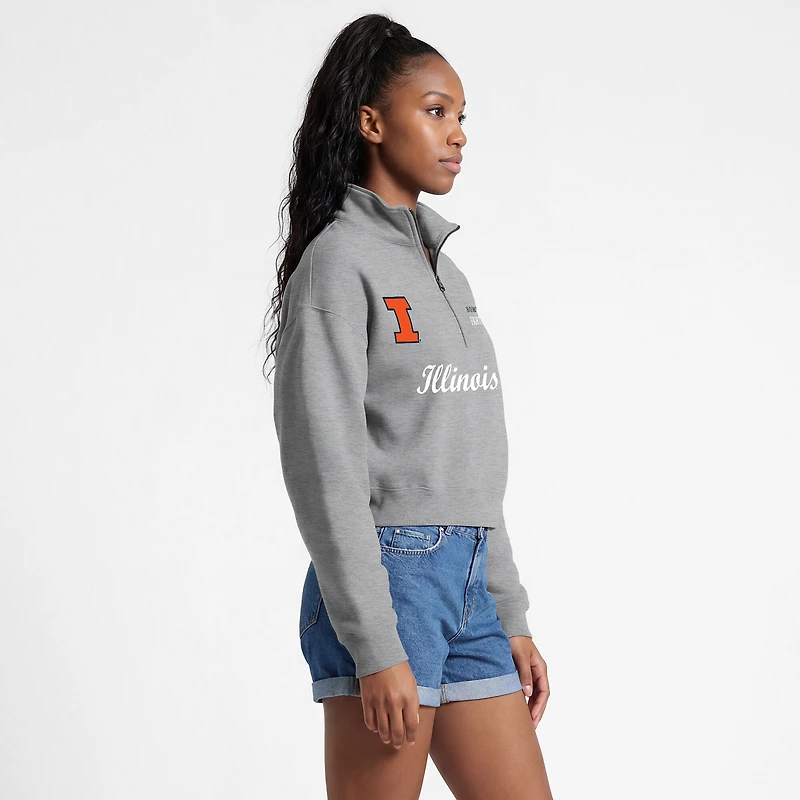 Pull à col zippé gris Champion Illinois Fighting Illini Academic Triumph pour femmes