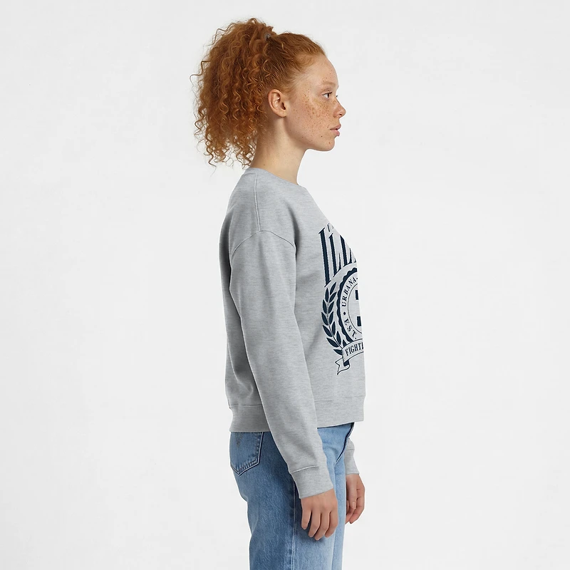 Women's Champion  Heather Gray Illinois Fighting Illini Academic Crest Powerblend Crewneck Sweatshirt