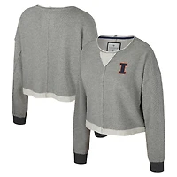 Sweat-shirt court à encolure dégagée pour femme Colosseum Charcoal Illinois Fighting Illini Magnum