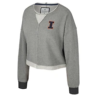 Women's Colosseum Charcoal Illinois Fighting Illini Magnum Scoop Neck Cropped Pullover Sweatshirt