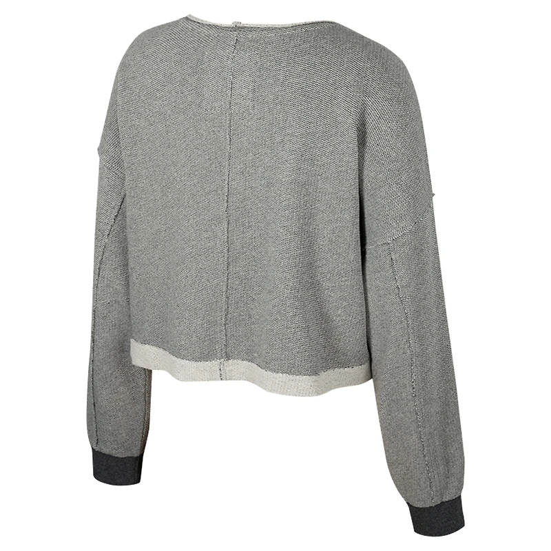 Women's Colosseum Charcoal Illinois Fighting Illini Magnum Scoop Neck Cropped Pullover Sweatshirt
