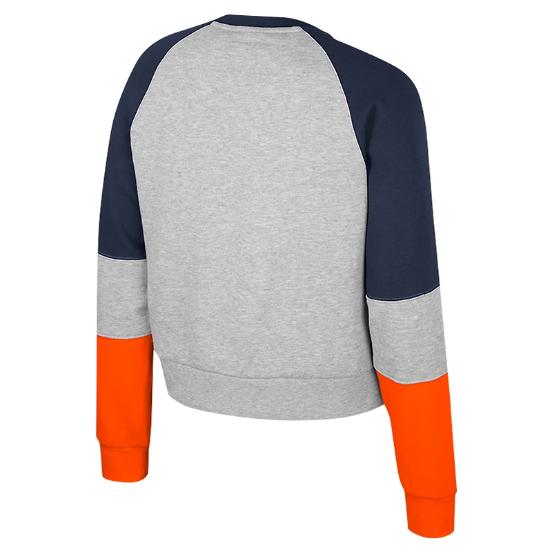 Sweat-shirt à col rond et strass Katinka pour femme Colosseum Heather Gray Illinois Fighting Illini