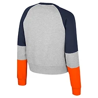 Sweat-shirt à col rond et strass Katinka pour femme Colosseum Heather Gray Illinois Fighting Illini