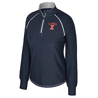 Women's Colosseum Navy Illinois Fighting Illini Bikram Raglan Quarter-Zip Top
