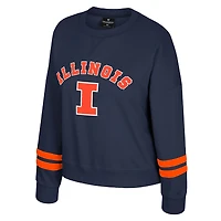 Sweat-shirt en molleton à col rond Splashy pour femme, bleu marine, Illinois Fighting Illini