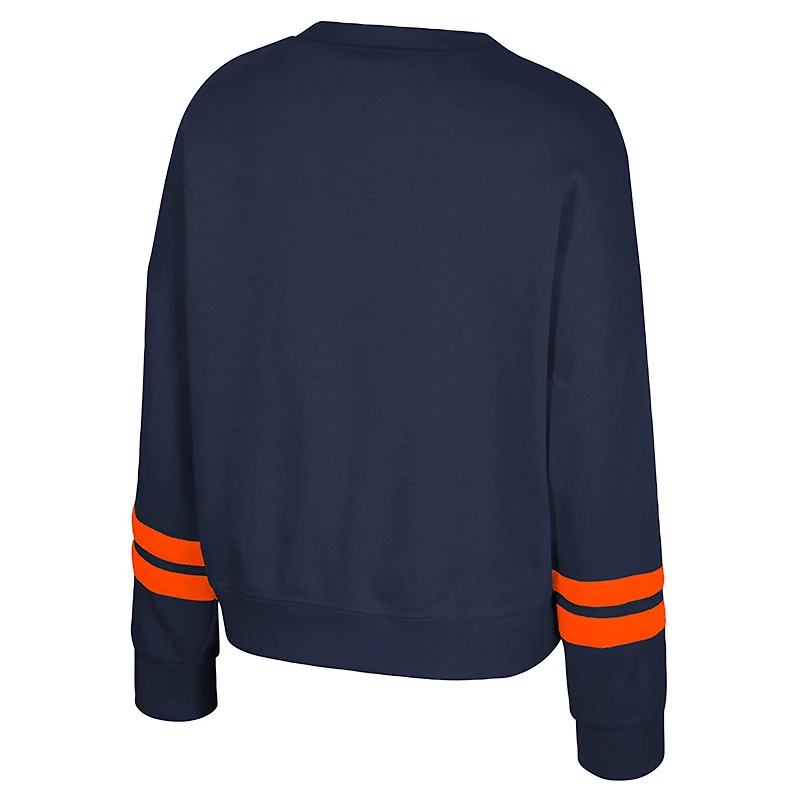 Sweat-shirt en molleton à col rond Splashy pour femme, bleu marine, Illinois Fighting Illini
