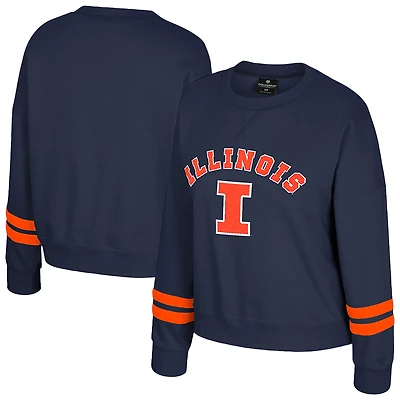 Sweat-shirt en molleton à col rond Splashy pour femme, bleu marine, Illinois Fighting Illini