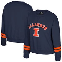Sweat-shirt en molleton à col rond Splashy pour femme, bleu marine, Illinois Fighting Illini