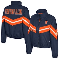 Women's Colosseum  Navy Illinois Fighting Illini Thin Ice Full-Zip Windbreaker