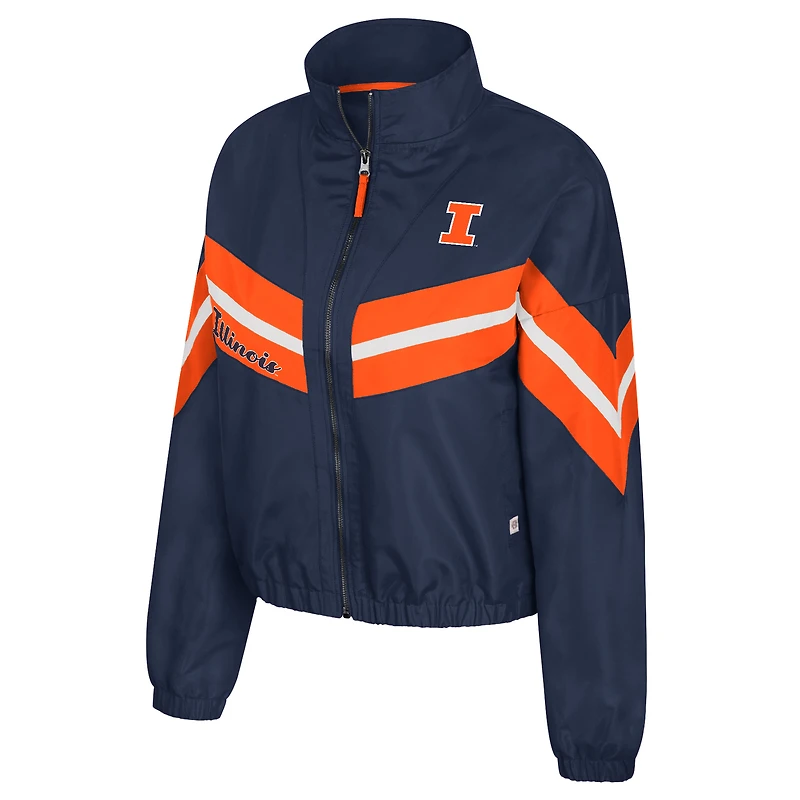 Women's Colosseum  Navy Illinois Fighting Illini Thin Ice Full-Zip Windbreaker