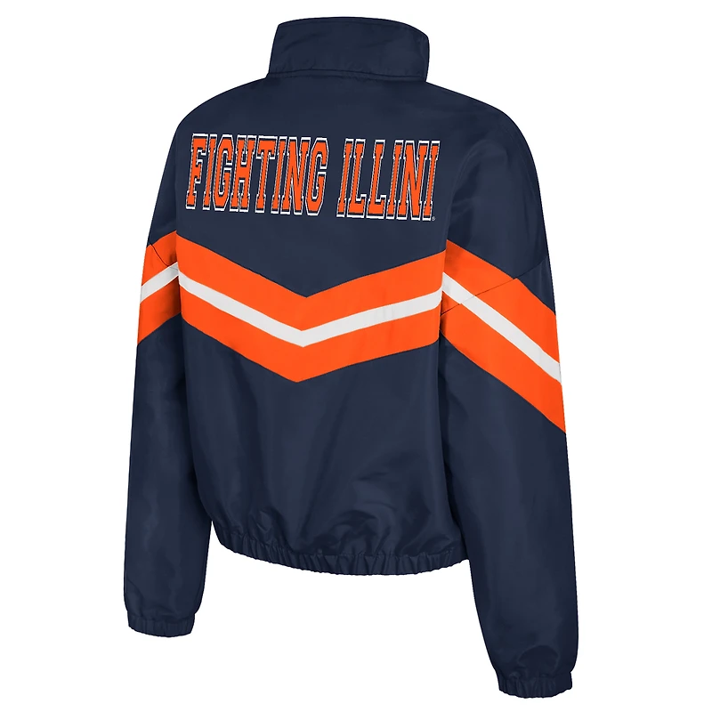 Women's Colosseum  Navy Illinois Fighting Illini Thin Ice Full-Zip Windbreaker