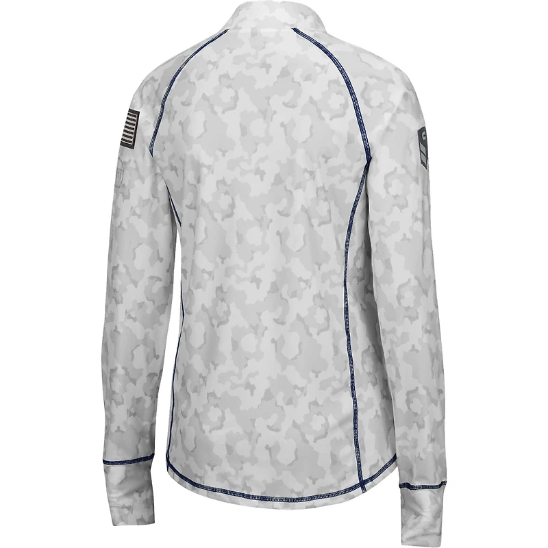 Women's Colosseum White Illinois Fighting Illini OHT Military Appreciation Officer Arctic Camo Fitted Lightweight 1/4-Zip Jacket
