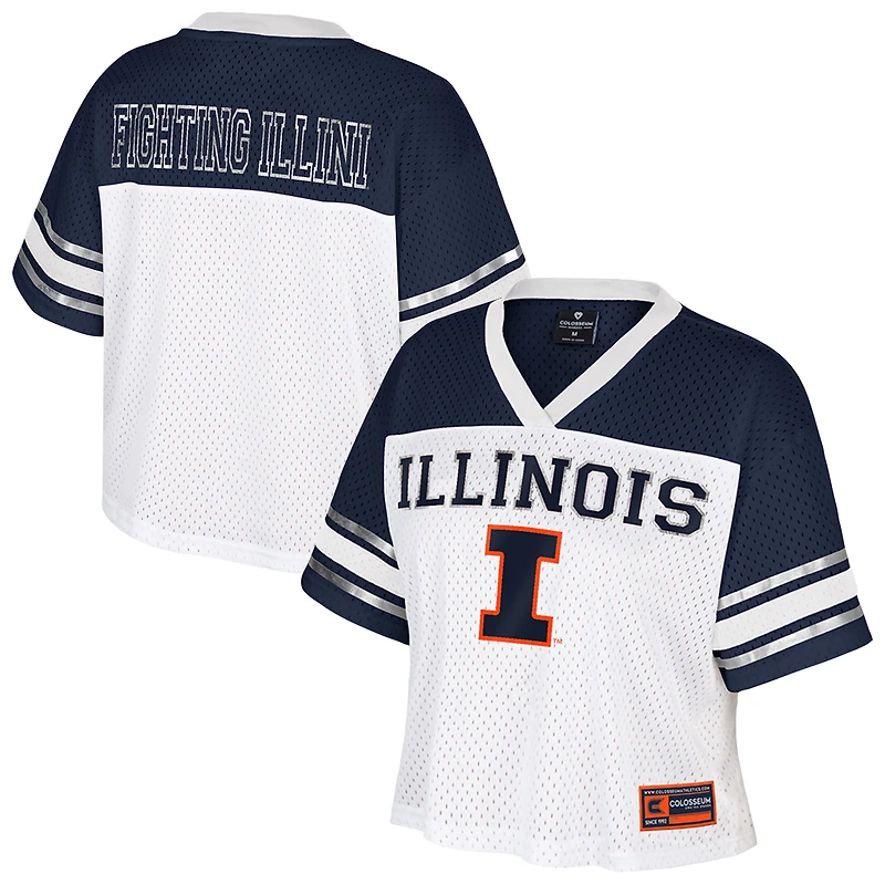 Women's Colosseum  White Illinois Fighting Illini Treasure Cropped Football Jersey