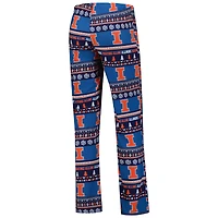 Women's Concepts Sport Navy Illinois Fighting Illini Ugly Sweater Holiday Long Sleeve Top & Pants Sleep Set