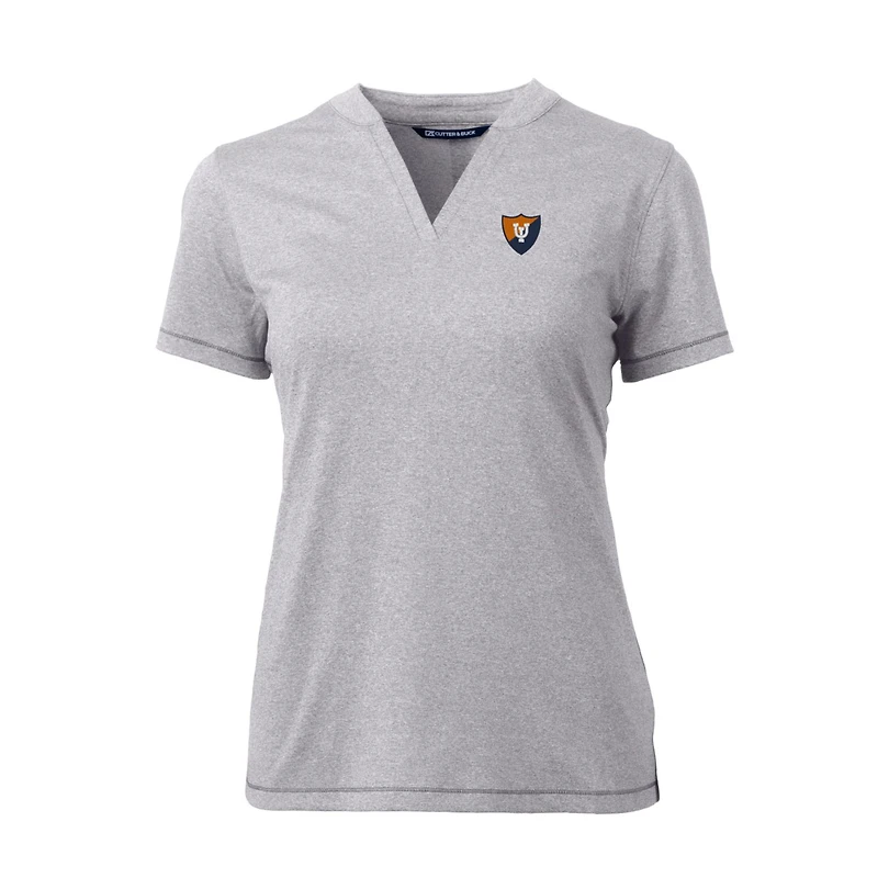 Women's Cutter & Buck Heather Gray Illinois Fighting Illini Forge Stretch Blade V-Neck Top