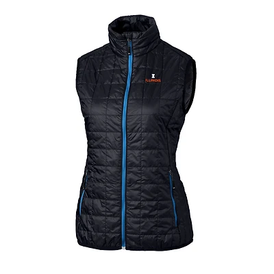 Women's Cutter & Buck Navy Illinois Fighting Illini Eco Full-Zip Puffer Vest