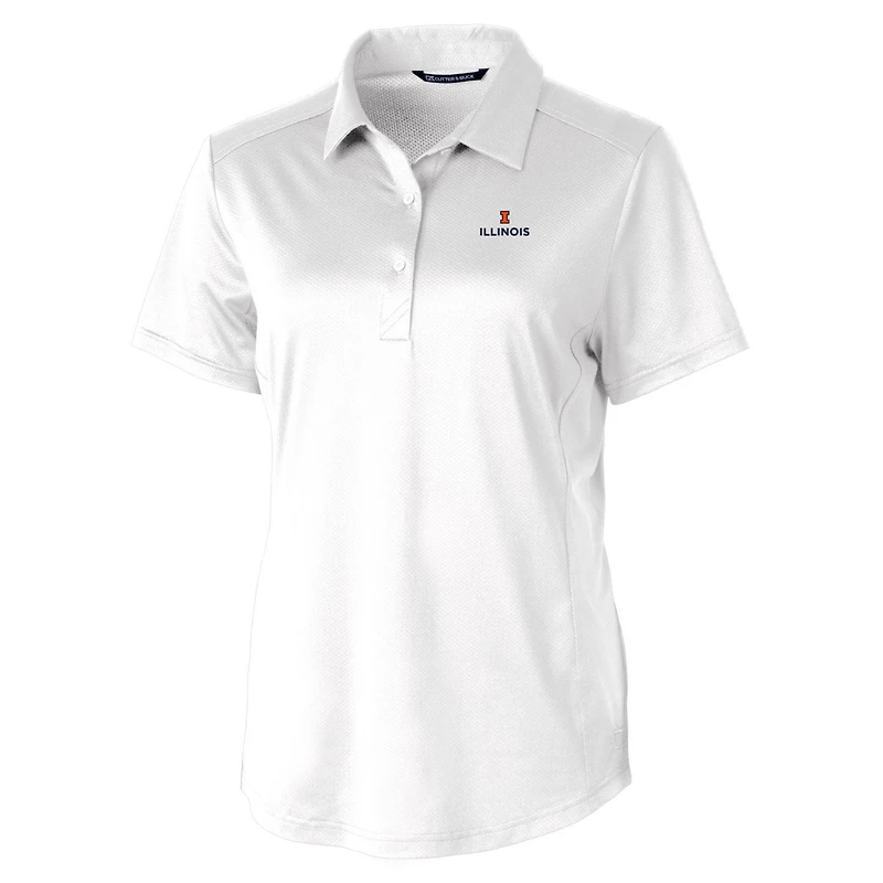 Polo Prospect pour femme Cutter & Buck White Illinois Fighting Illini