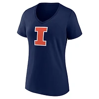 T-shirt à col en V avec logo Illinois Fighting Illini pour femme de la collection Fanatics Navy