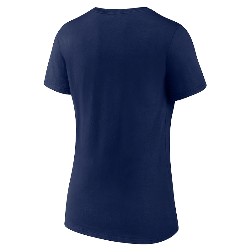 T-shirt à col en V avec logo Illinois Fighting Illini pour femme de la collection Fanatics Navy