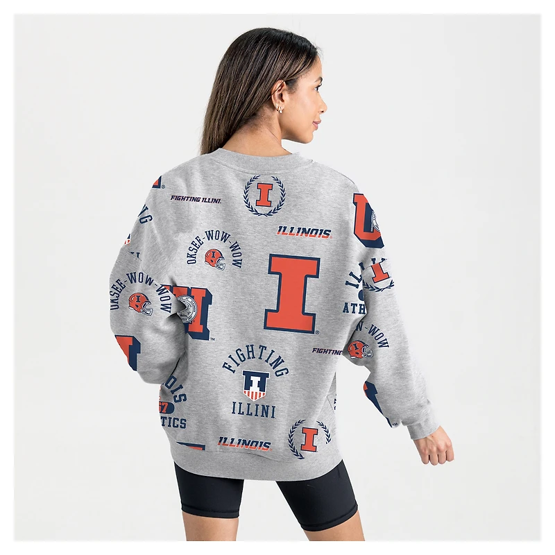Sweat-shirt polaire gris Gameday Couture pour femme des Fighting Illini de l'Illinois, toujours prêt à répéter