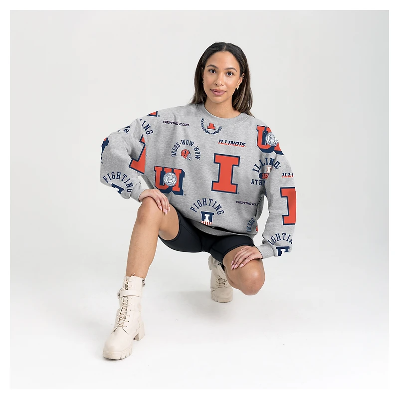 Sweat-shirt polaire gris Gameday Couture pour femme des Fighting Illini de l'Illinois, toujours prêt à répéter