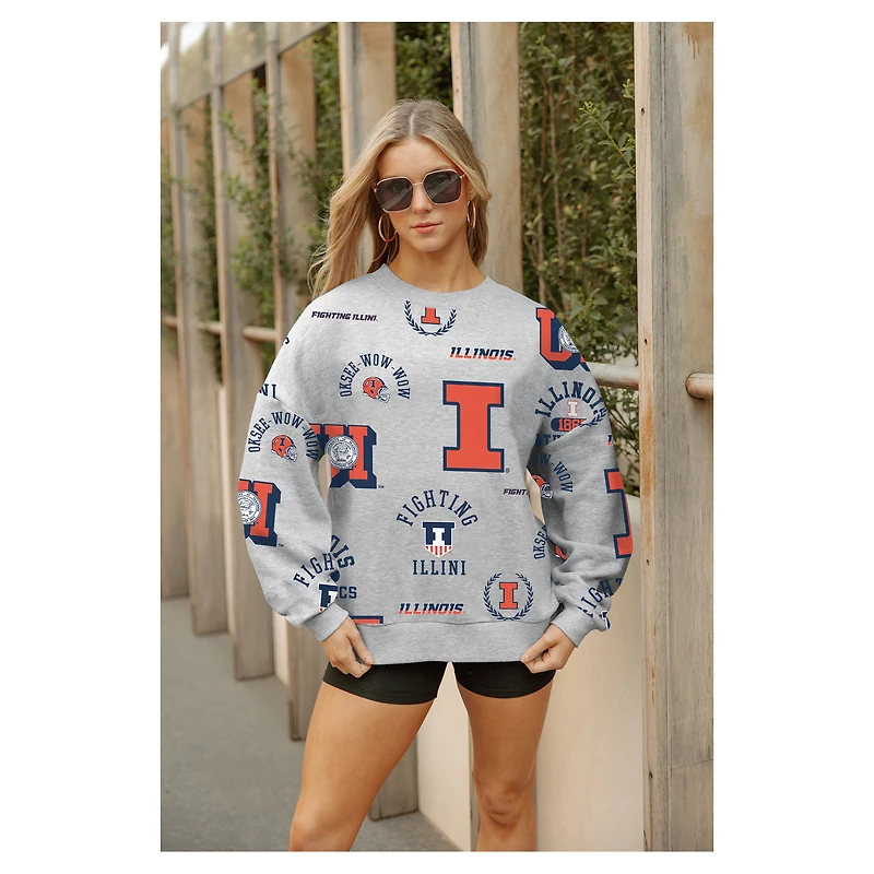 Sweat-shirt polaire gris Gameday Couture pour femme des Fighting Illini de l'Illinois, toujours prêt à répéter