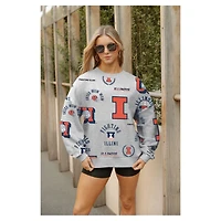 Sweat-shirt polaire gris Gameday Couture pour femme des Fighting Illini de l'Illinois, toujours prêt à répéter