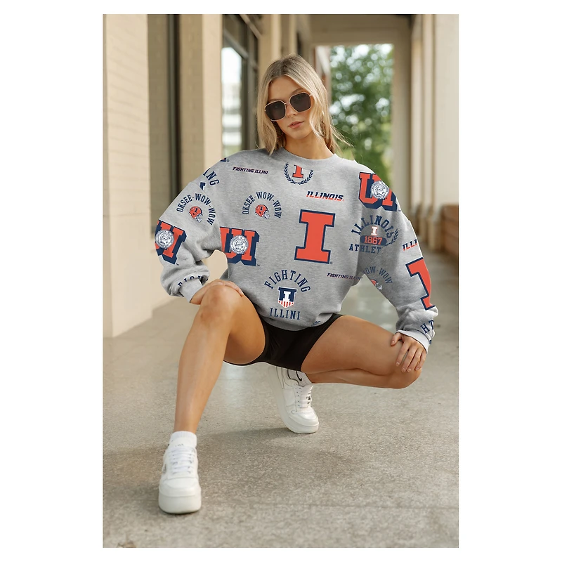 Sweat-shirt polaire gris Gameday Couture pour femme des Fighting Illini de l'Illinois, toujours prêt à répéter