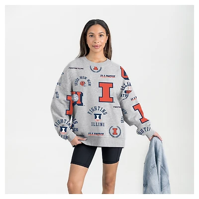 Sweat-shirt polaire gris Gameday Couture pour femme des Fighting Illini de l'Illinois, toujours prêt à répéter