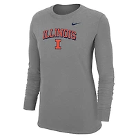 Women's Nike Gray Illinois Fighting Illini Core Logo T-Shirt
