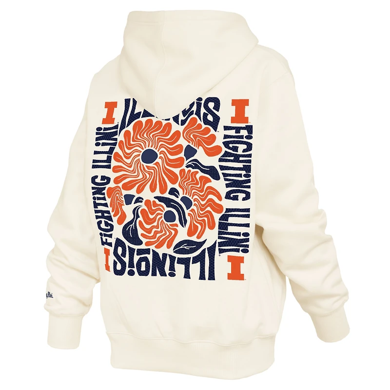 Sweat à capuche crème Pressbox pour femmes, Illinois Fighting Illini Elena Janise